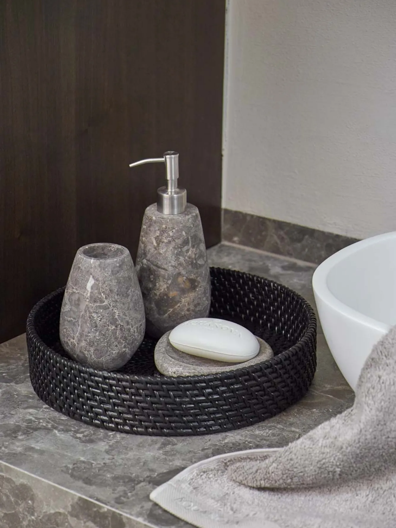 Aquanova Soap dish CONOR color Greige, (gray / beige)