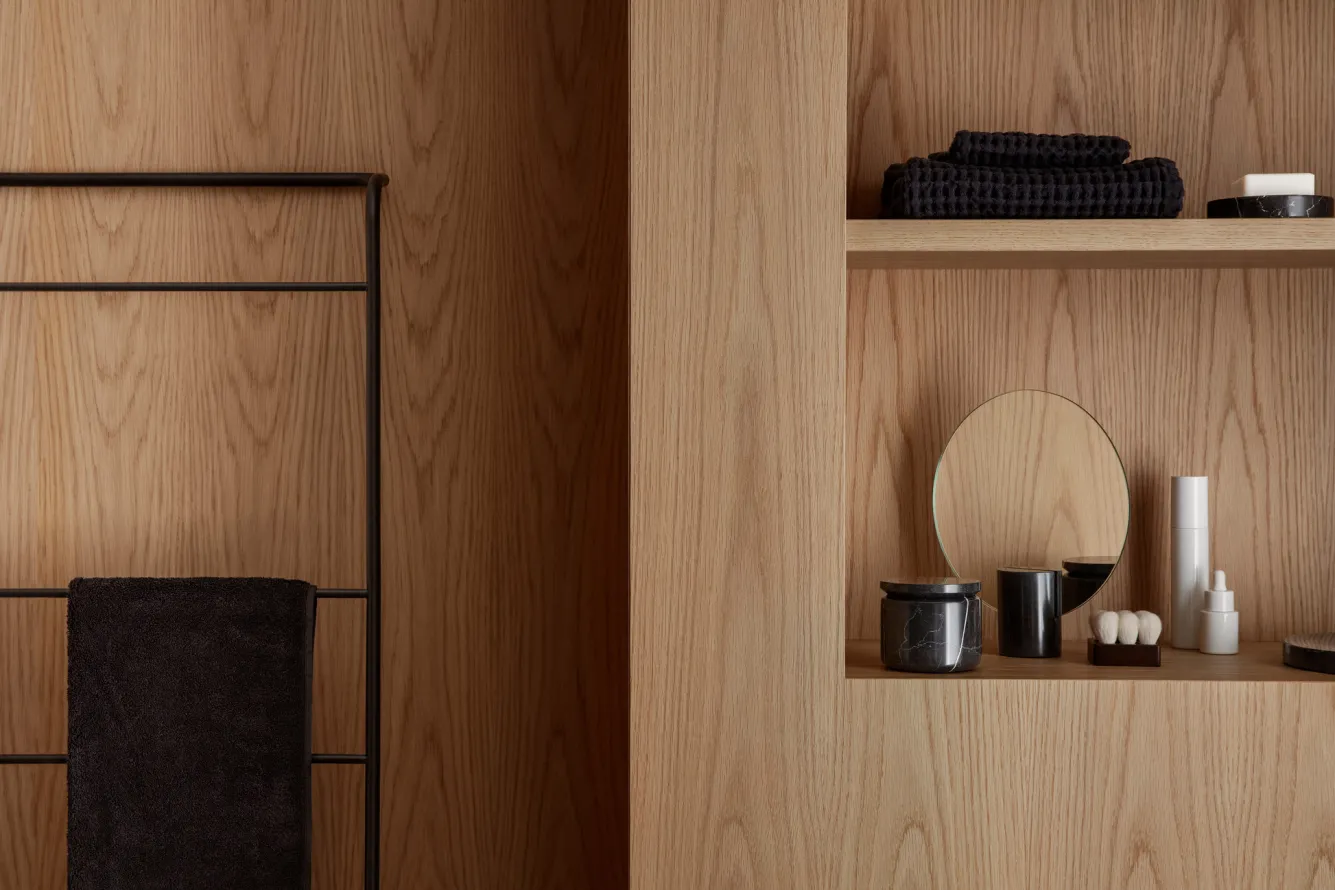 Blomus Bath towel CARO waffle pattern 70x140 cm color Black (66307)