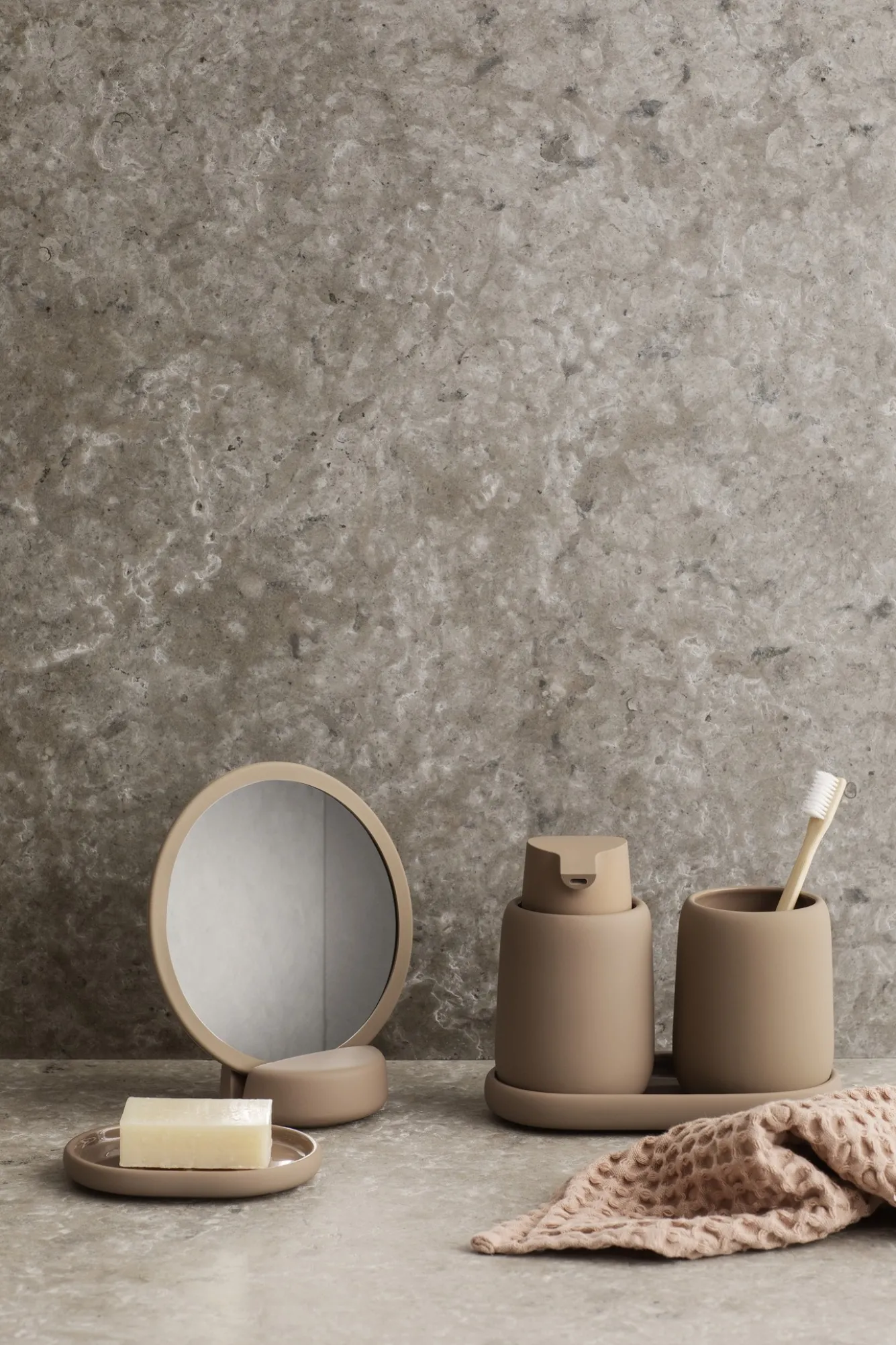 Blomus Guest towel CARO (set / 2) waffle pattern 30x30 cm Misty Rose (66387)