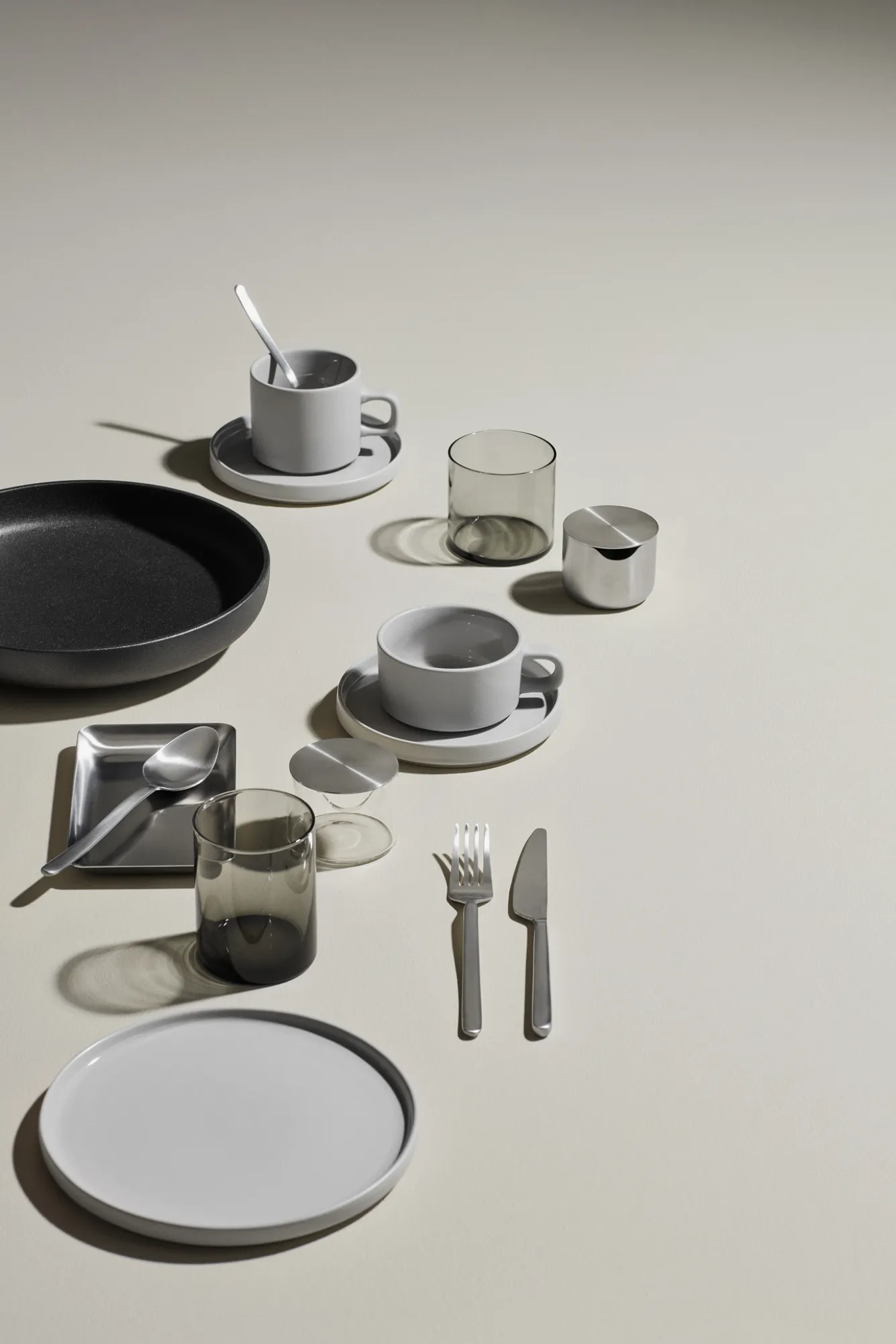 Blomus PILAR 2 coffee cups 200 ml with saucer Mirage Gray (63911)
