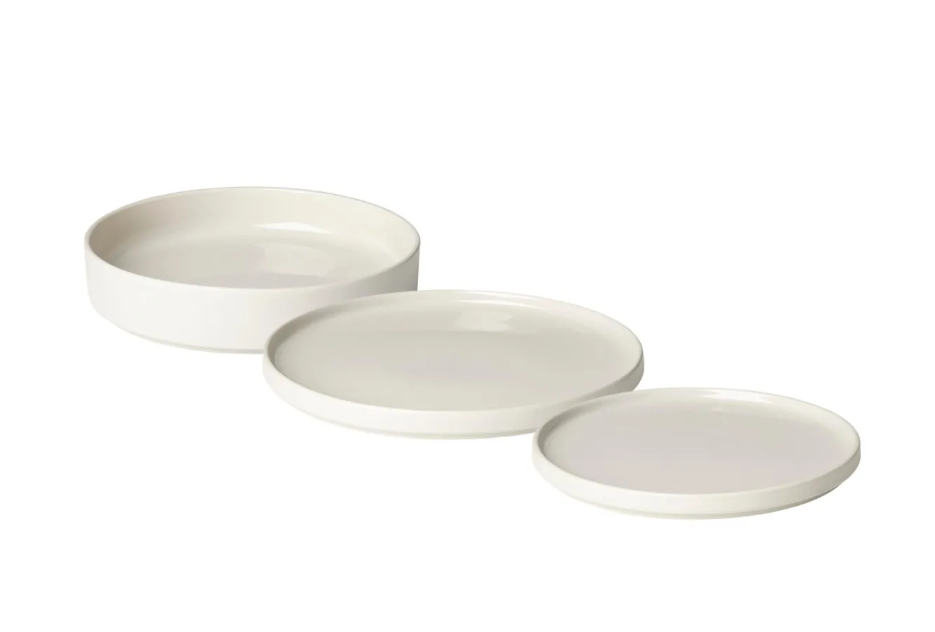 Blomus PILAR 12-piece tableware set Moonbeam (light stone) - (4x 63693 / 63694 / 63695)