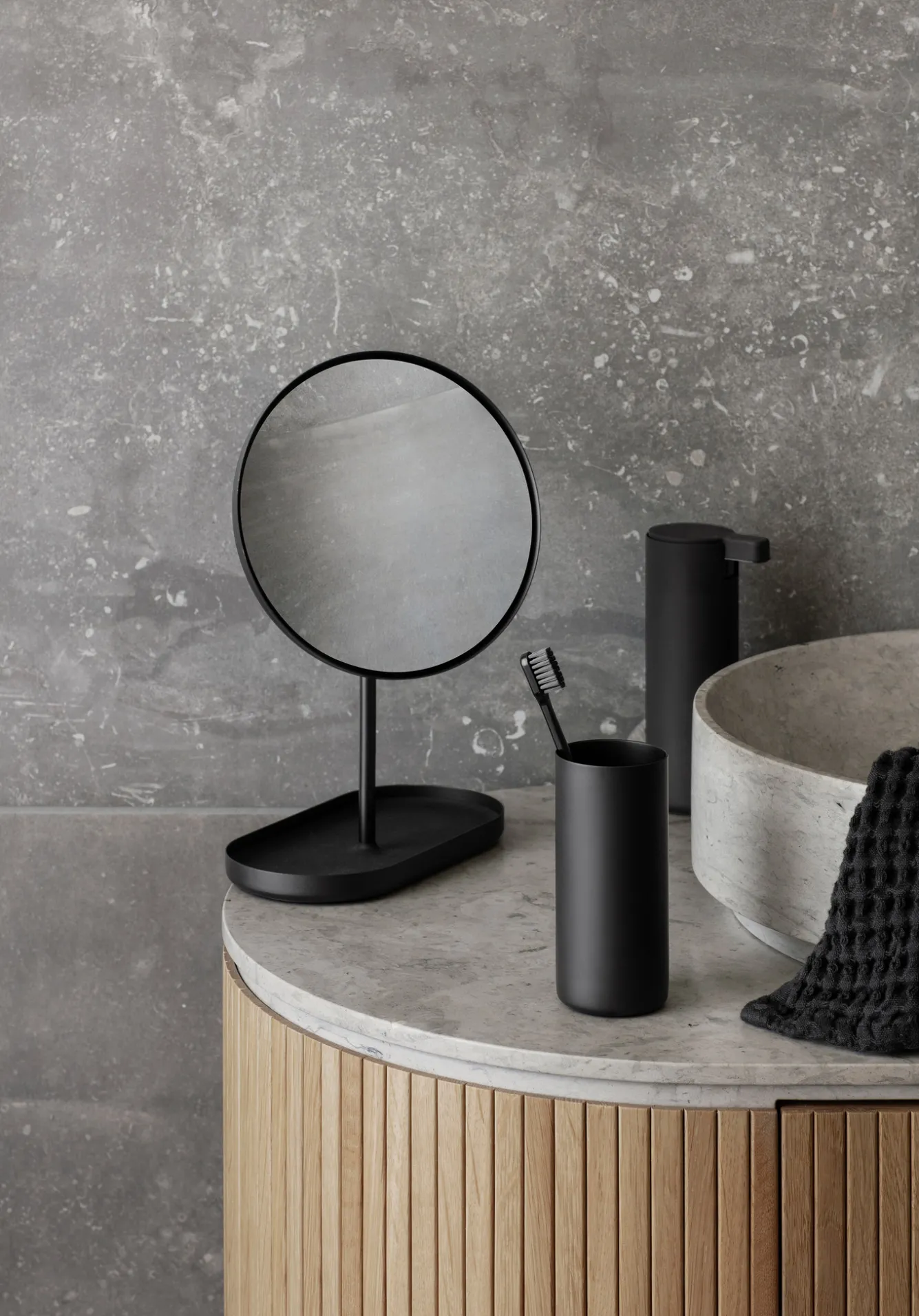 Blomus Towel CARO waffle pattern 50x100 cm color Black (66308)