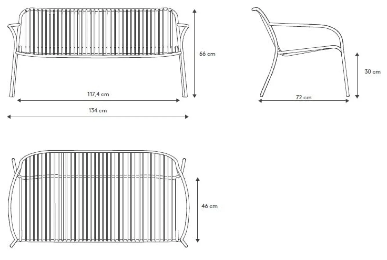 Blomus YUA WIRE garden bench Granite Gray (62184)