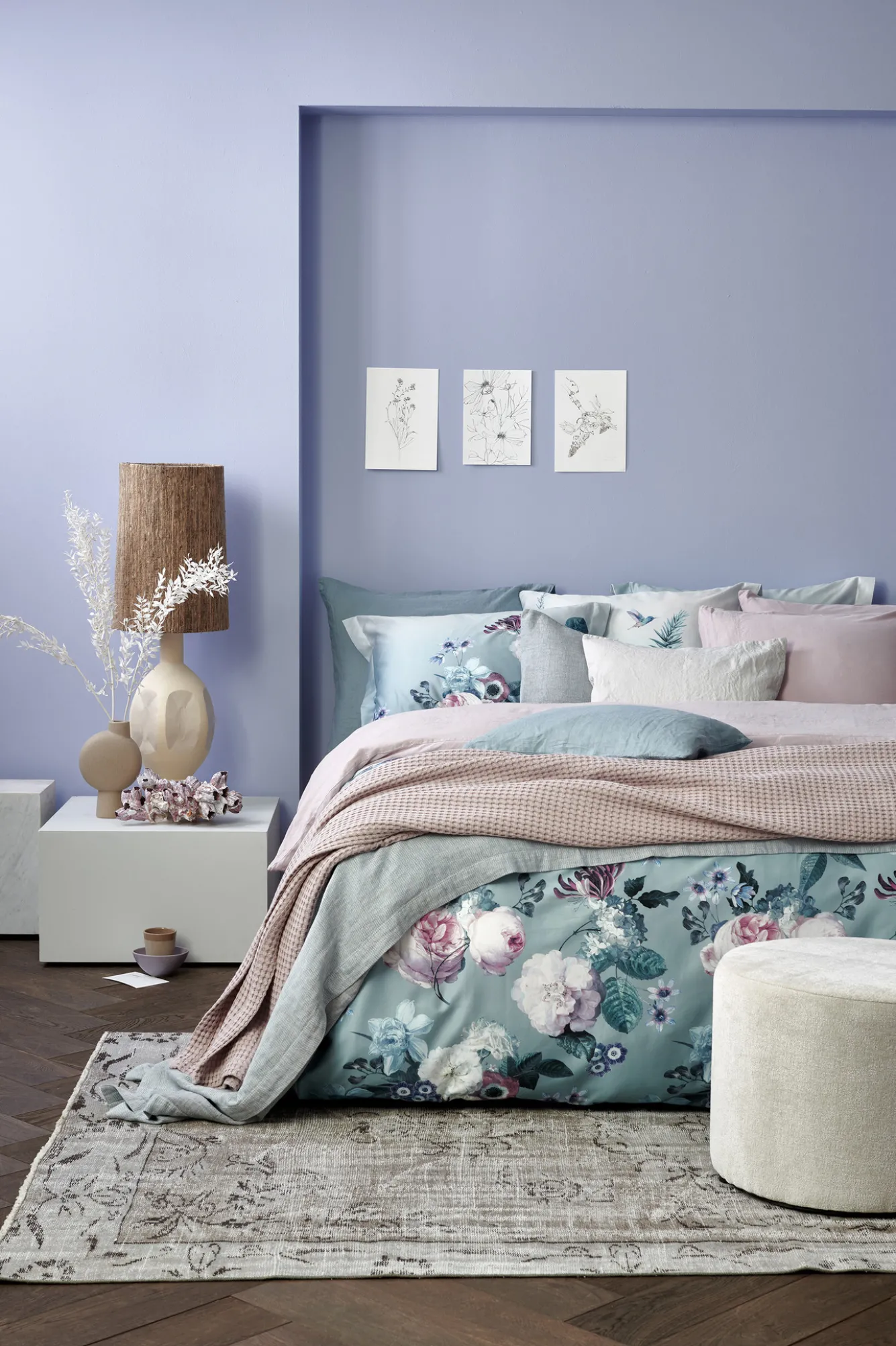 Vandyck Duvet cover FLORAL CHARM Pearl Blue 240x220 cm (satin) SAM122105