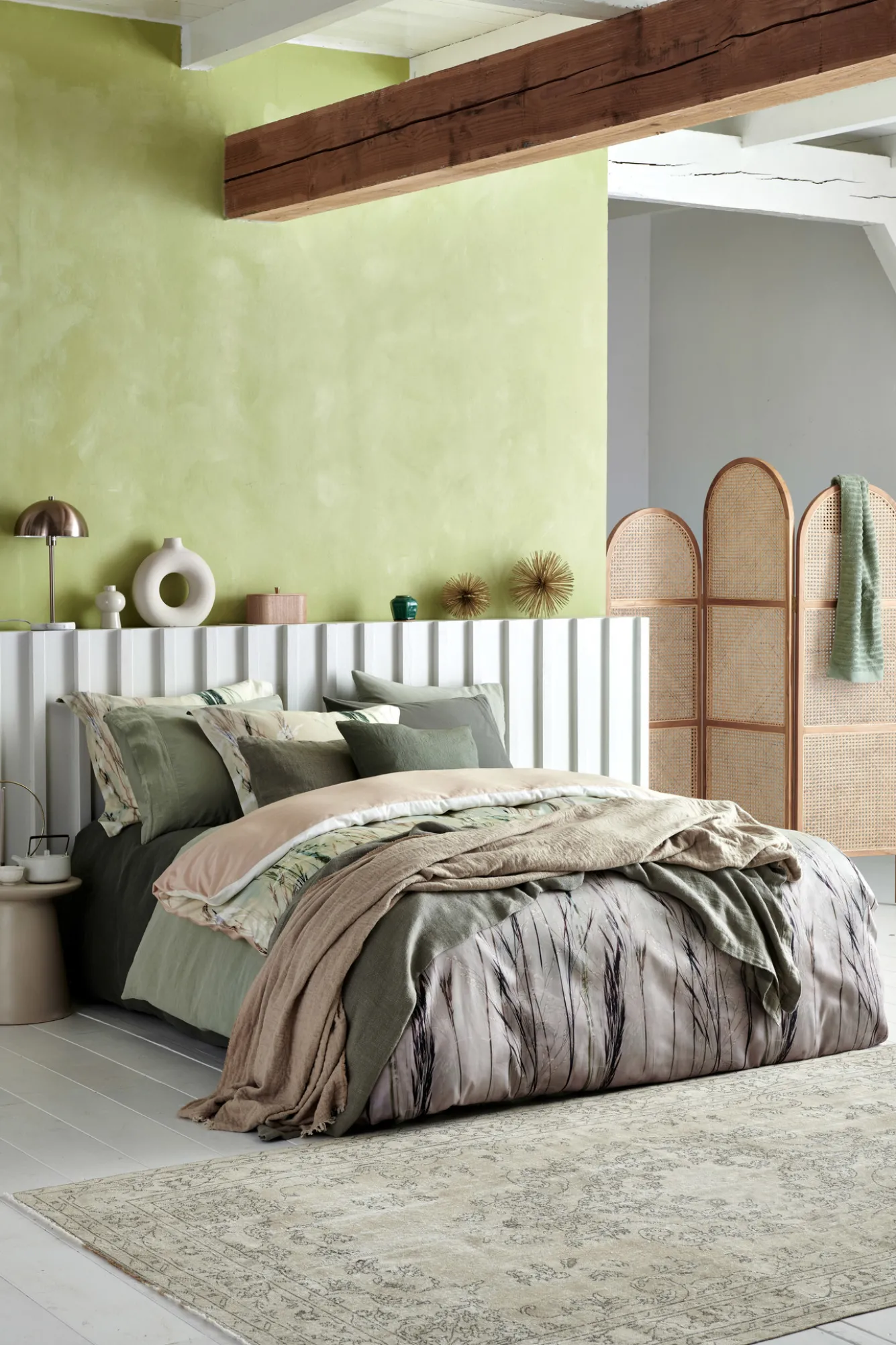 Vandyck Duvet cover PURE 07 Light Olive 140x220 cm (linen / satin cotton) PRSA17207