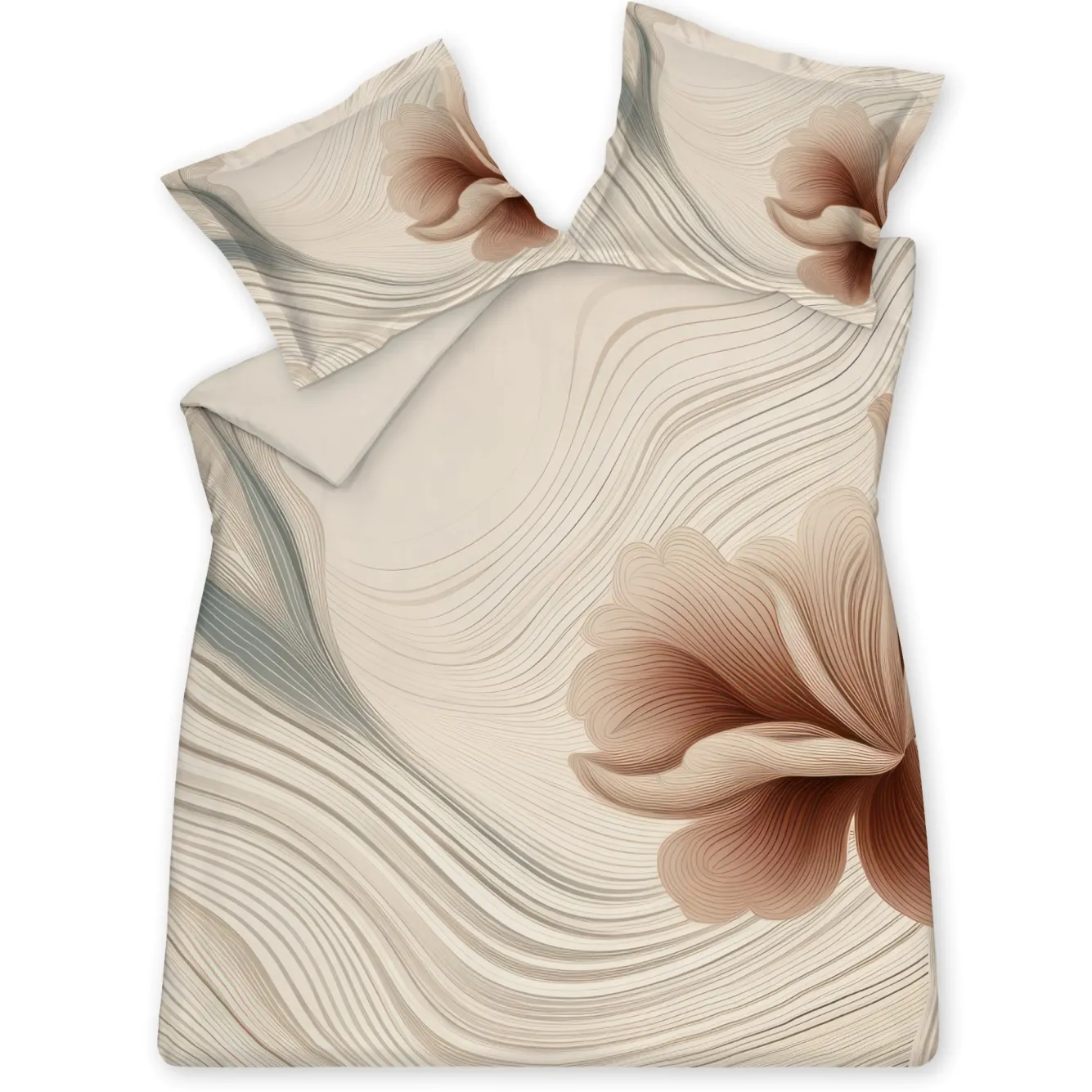 Vandyck Duvet cover FLOWING Cream Tan 140x220 cm (satin cotton)