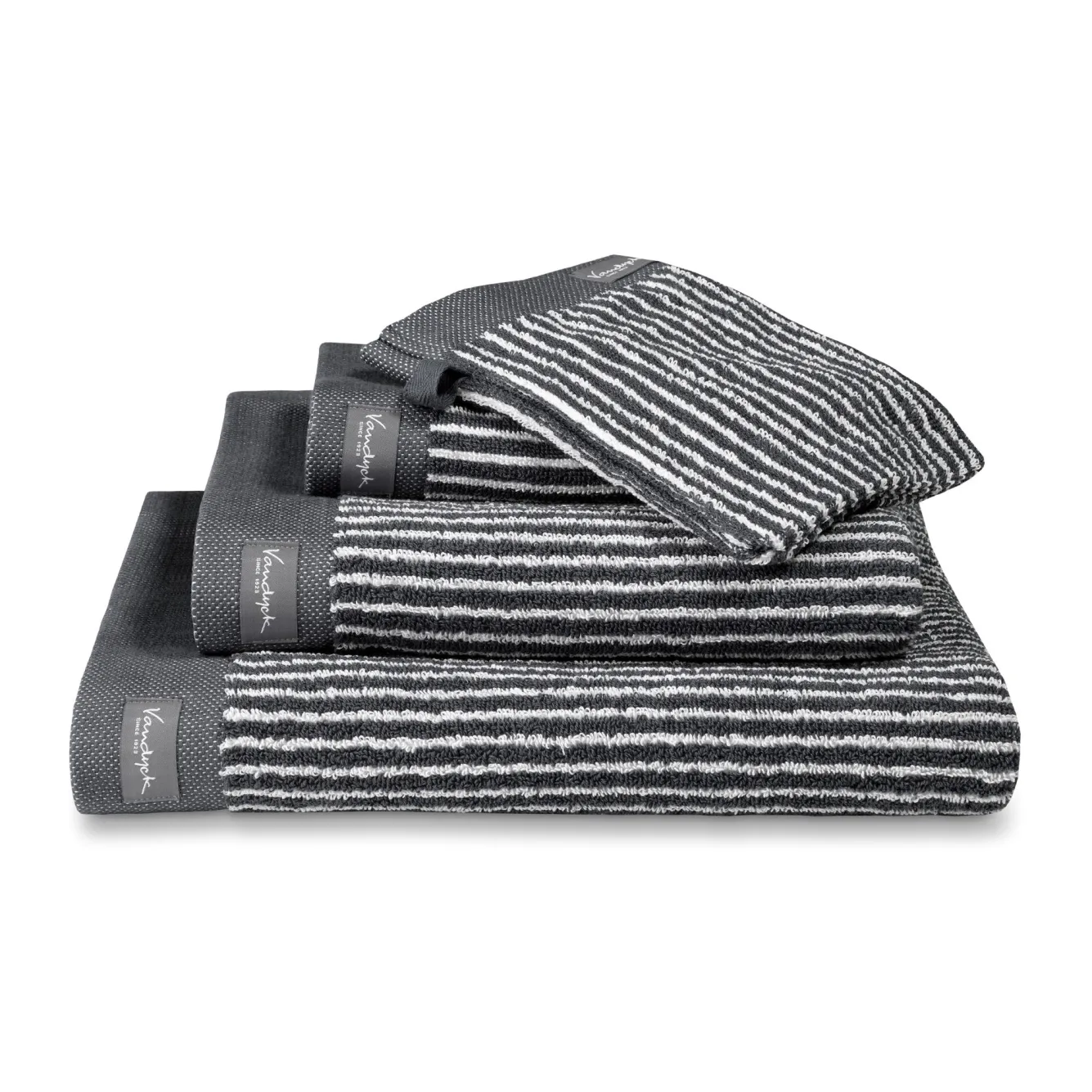 Vandyck Washcloth HOME Petit Ligne Off Black (BAKC15101) set/6 pieces