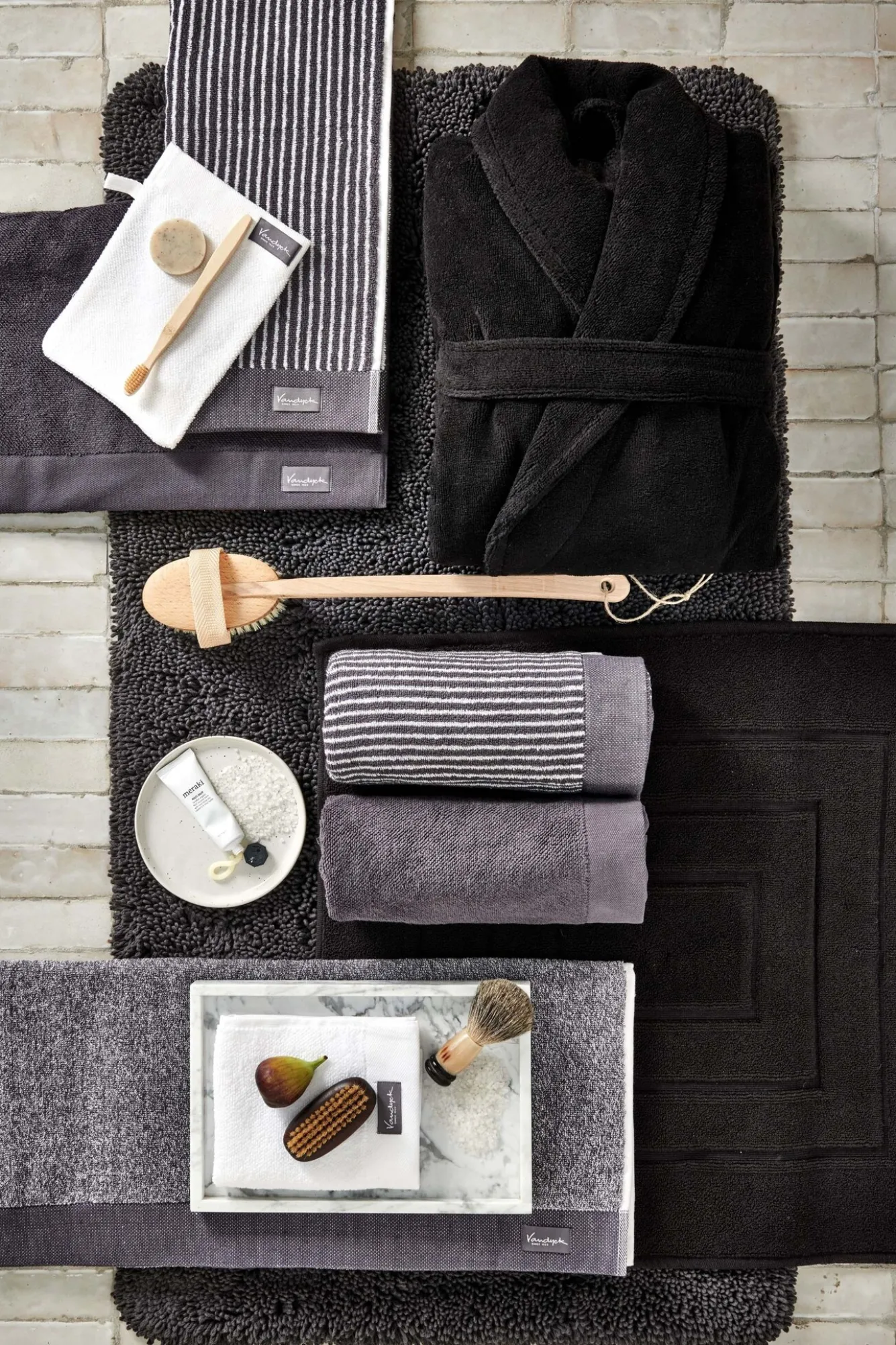 Vandyck Washcloth HOME Petit Ligne Off Black (BAKC15101) set/6 pieces
