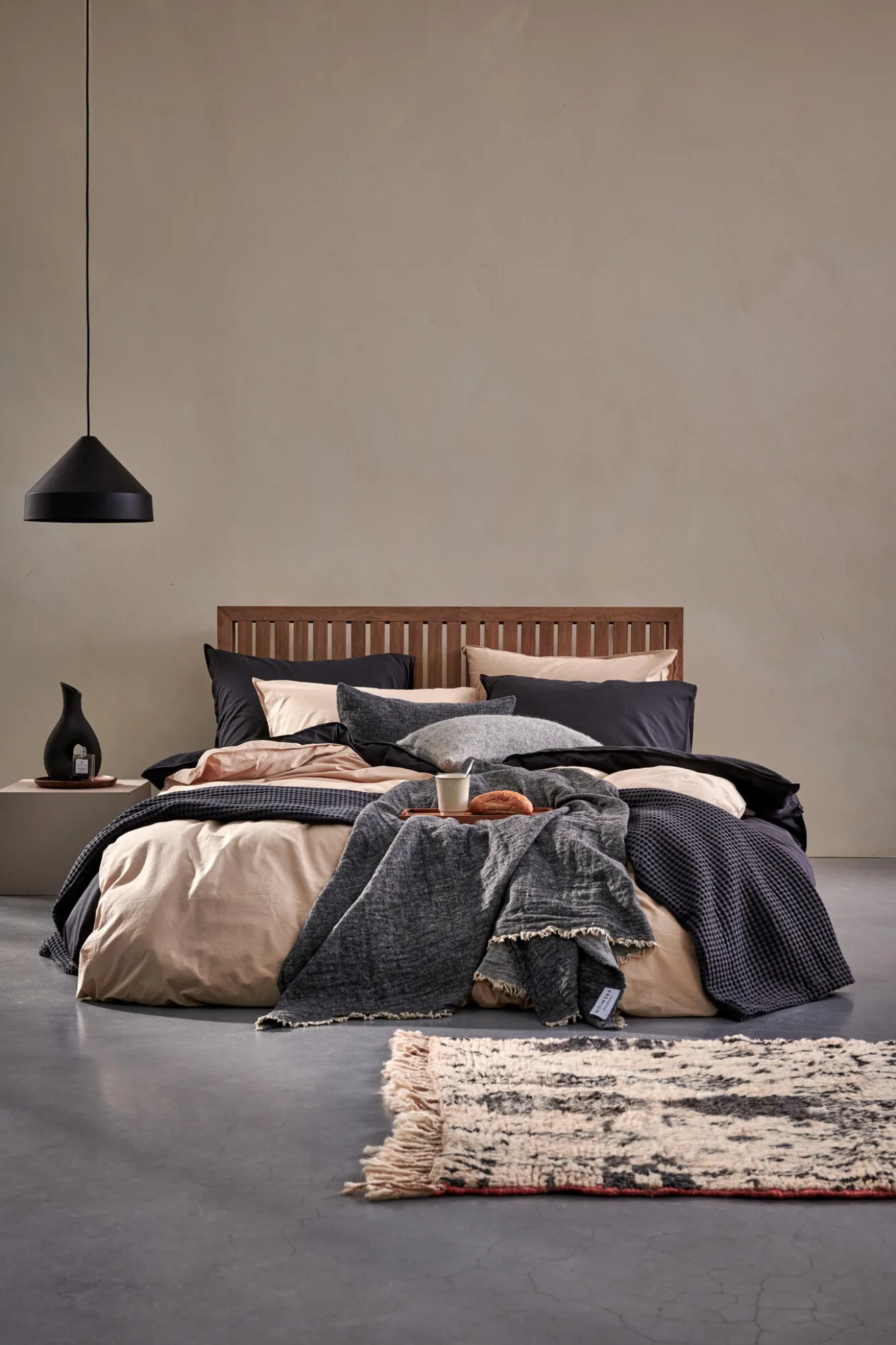 Vandyck WASHED COTTON pillowcase 60x70 cm, Off Black (cotton)