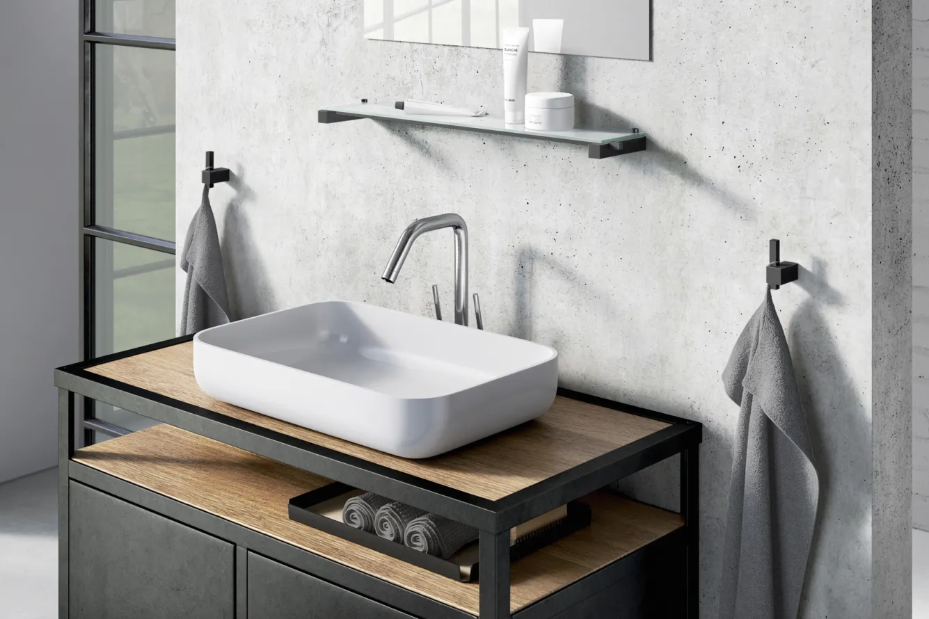 Zack CARVO shelf with glass plate 40506 (black)