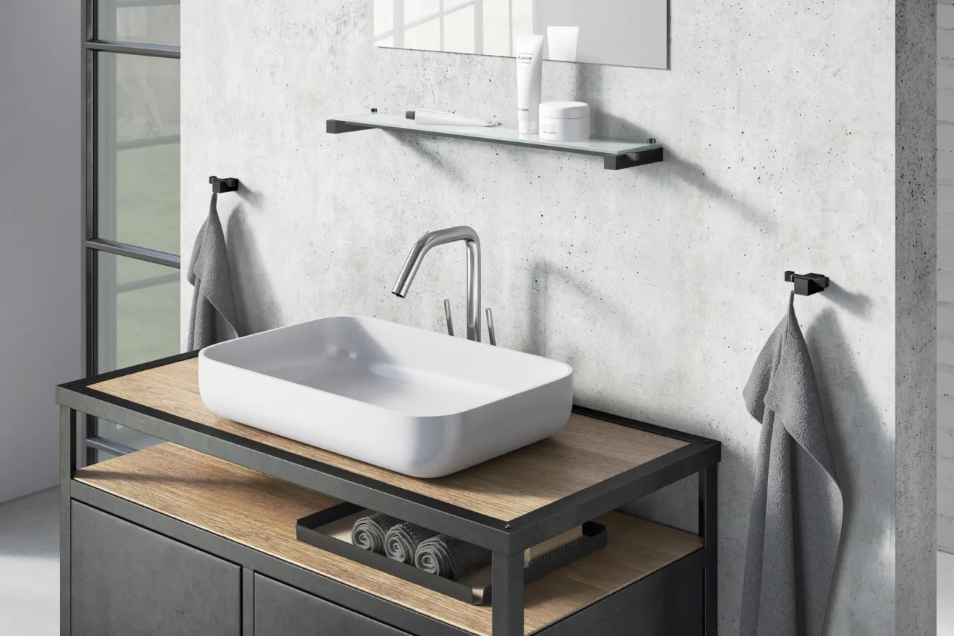 Zack CARVO towel hook double 40504 (powder-coated steel, black)